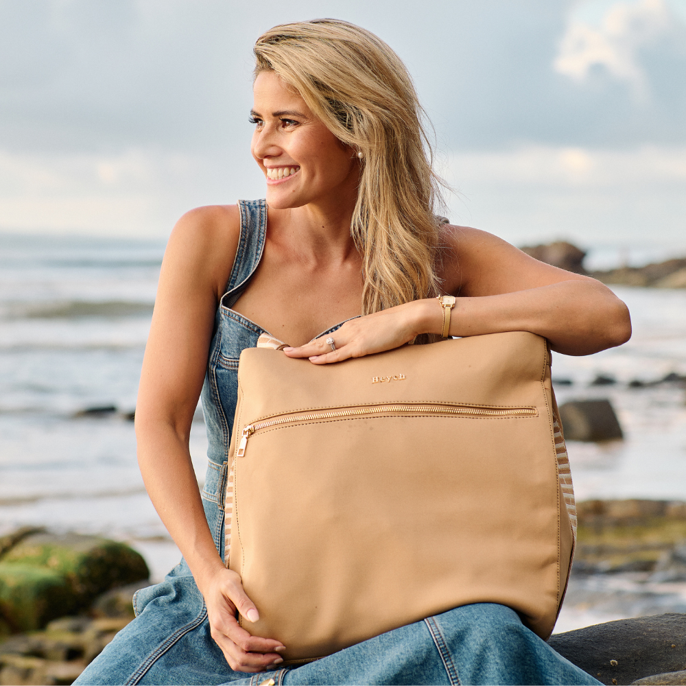 Heiych founder Laura King with a Heiych bag
