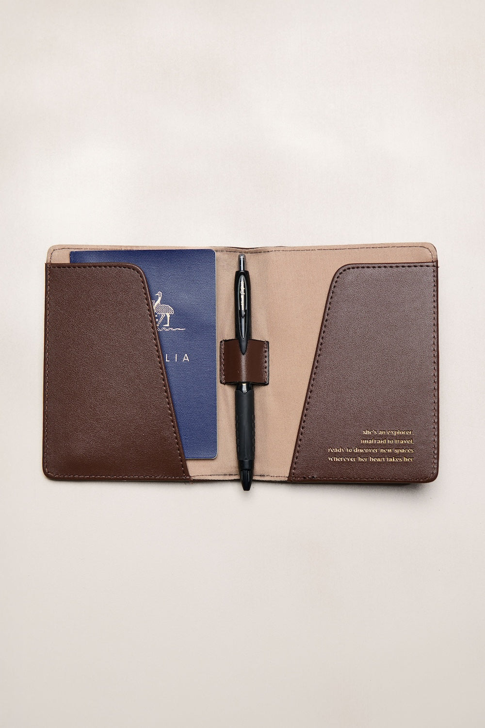 Chocolate Heiych passport wallet with card slots