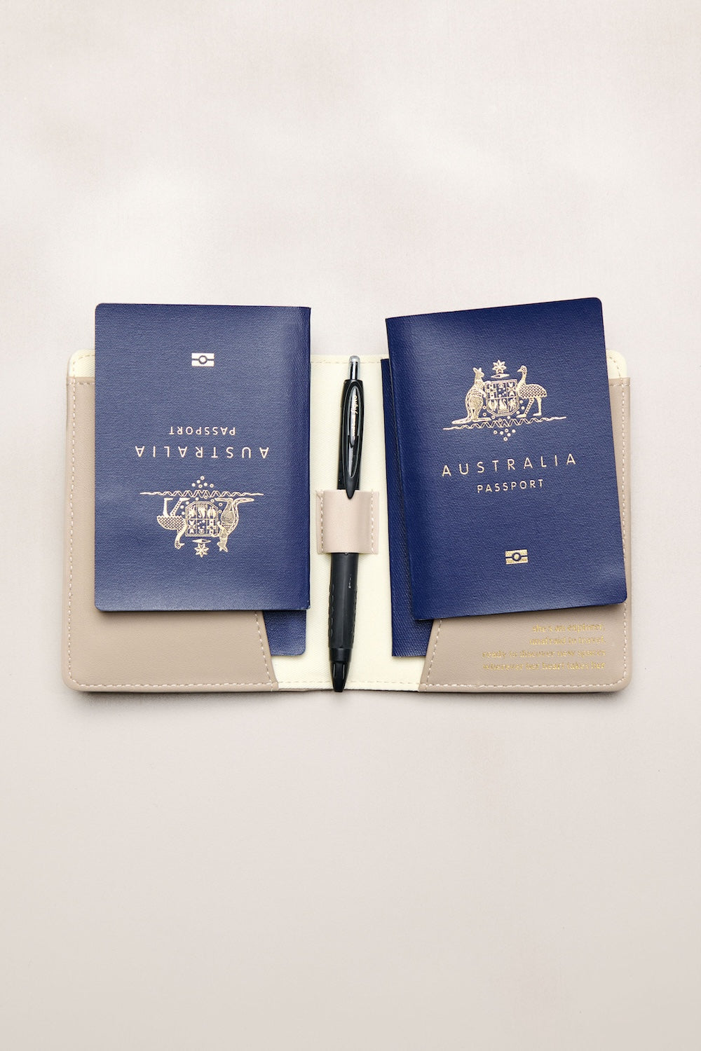 Taupe Heiych passport wallet with card slots