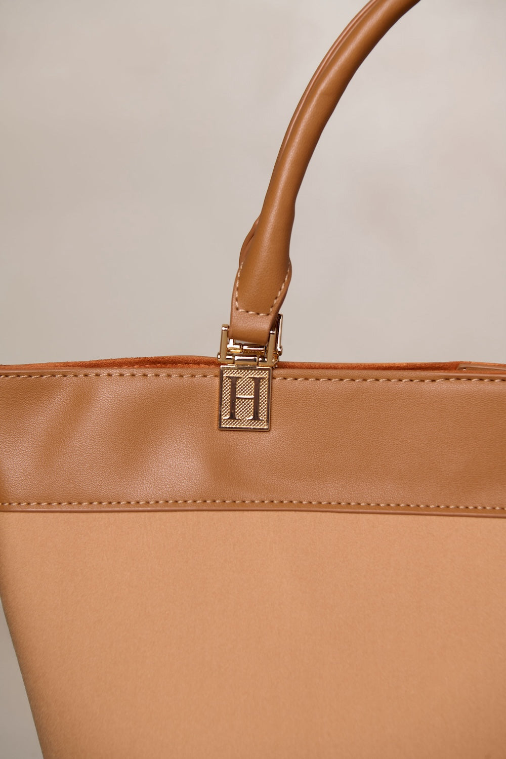 Tan bag with gold