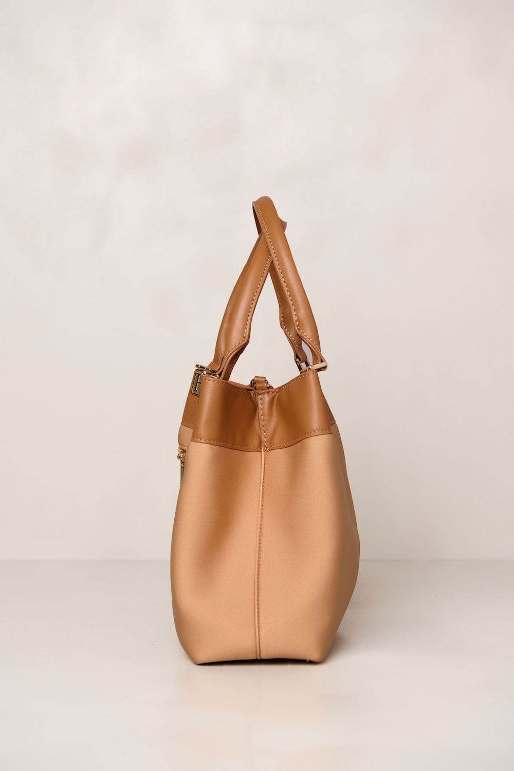 Tan neoprene bag side view