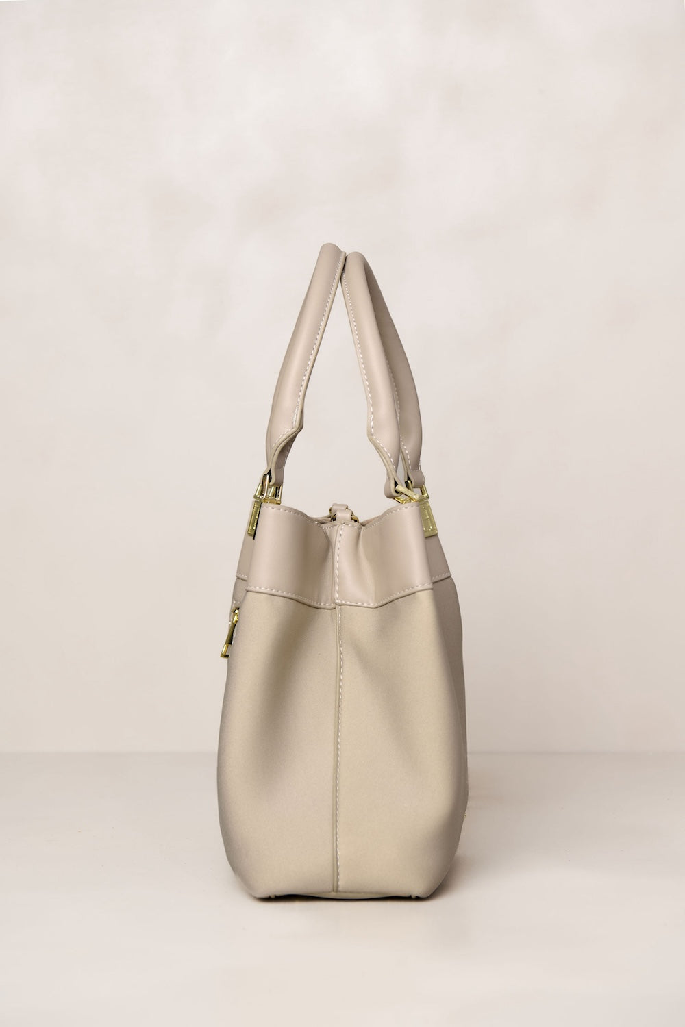 Taupe mini tote bag side view