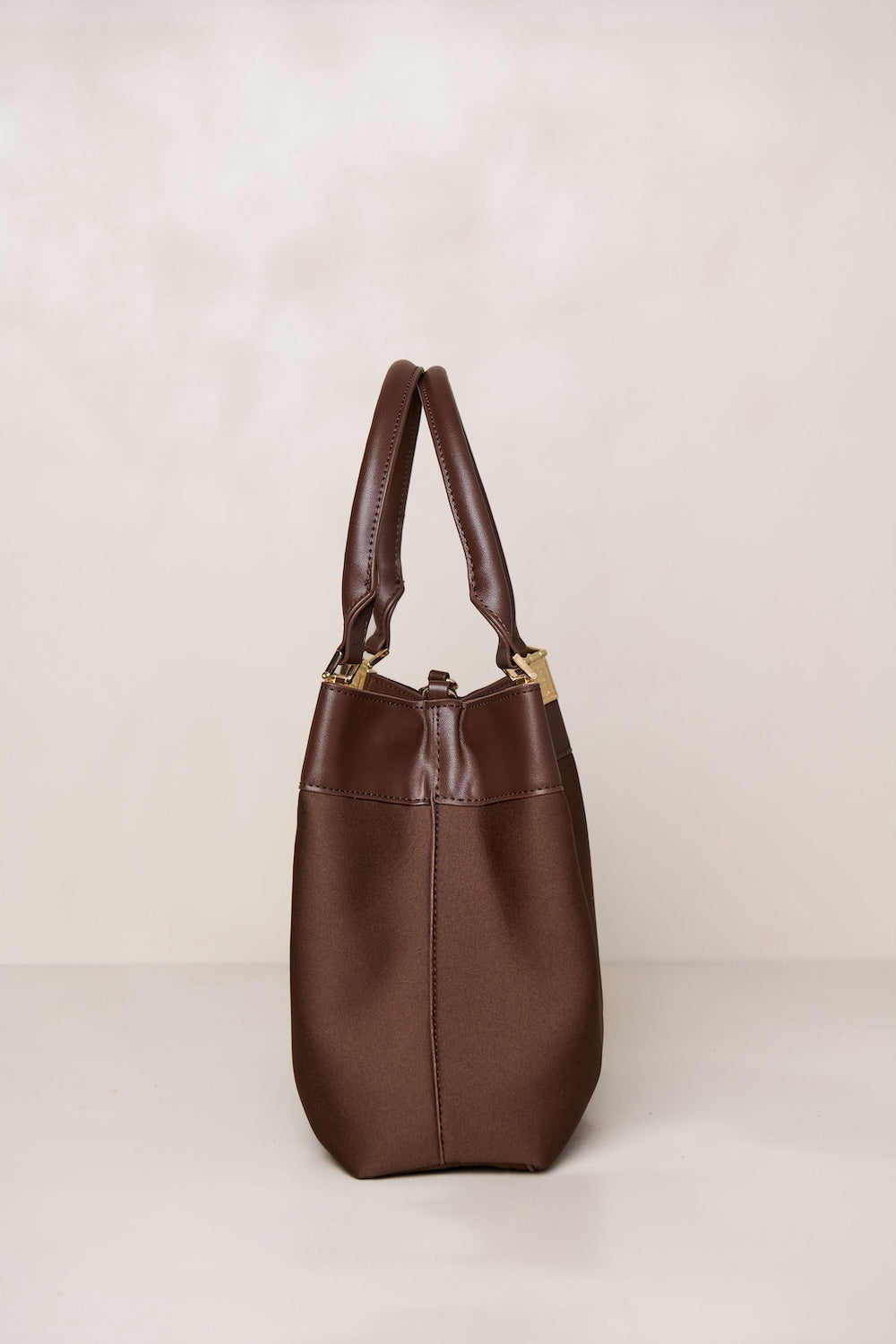 Chocolate brown bag side view