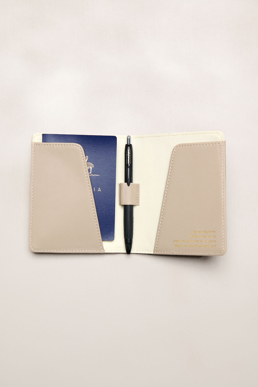 Taupe Heiych passport wallet with card slots