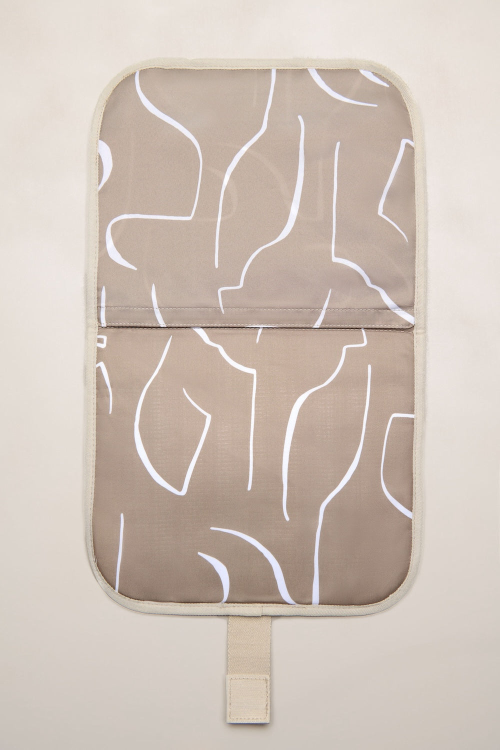 Taupe Heiych change mat and laptop sleeve
