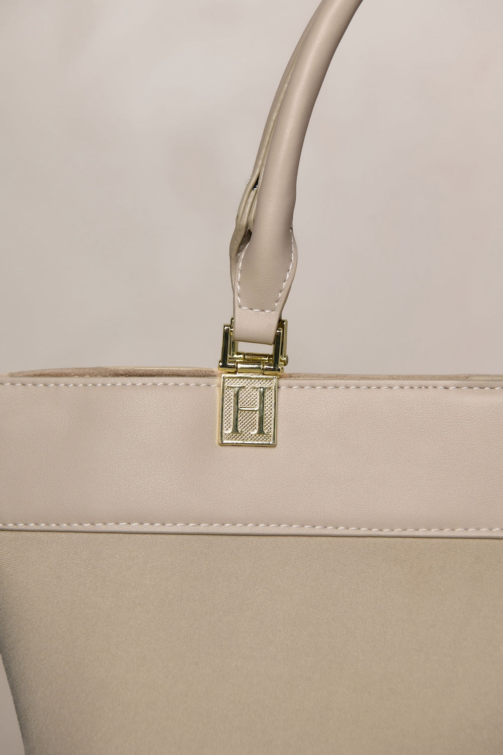 Taupe bag with gold hardware
