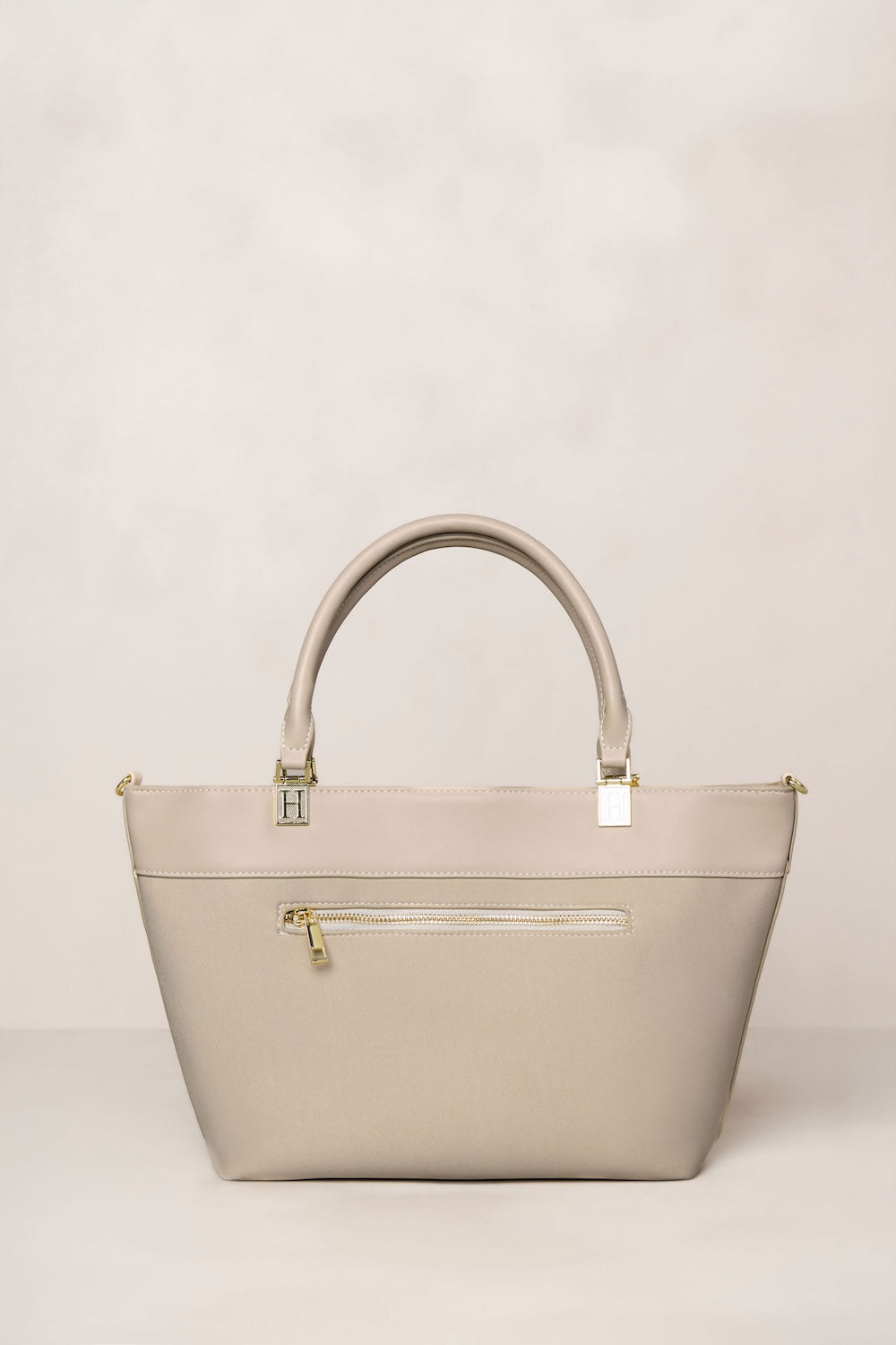 Taupe cream shoulder bag mini with pockets