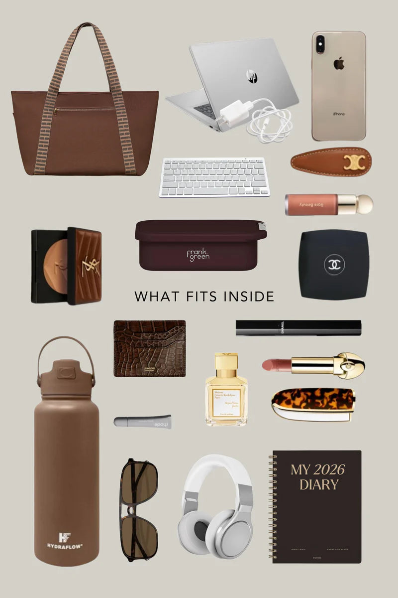 Chocolate Brown bag what fits inside